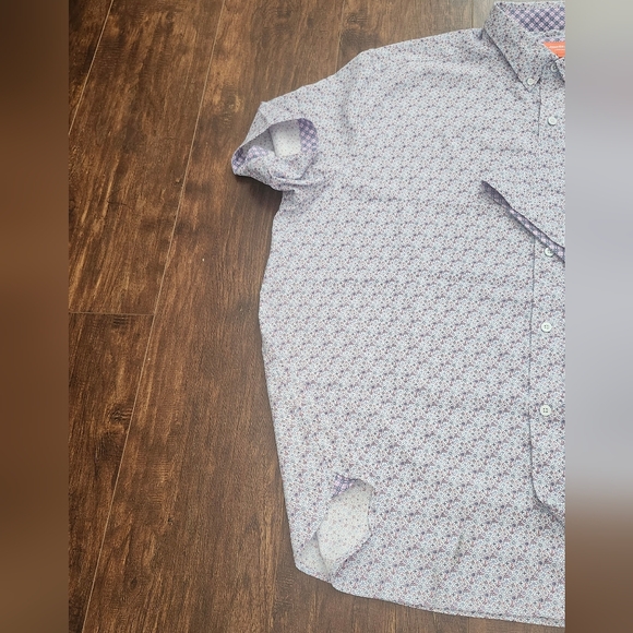 Johnston & Murphy Performance Purple Patterned Casual Shirt Size Xxxl - Picture 4 of 5